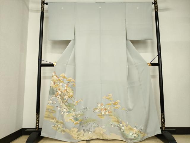 平和屋着物●創業460年・千總　色留袖　駒刺繍　御所車花文　三越扱い　正絹　逸品　AABI5092ck