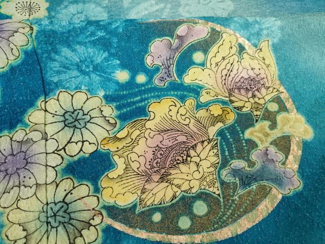 平和屋着物●豪華振袖　辻が花　舞花文　暈し染め　金通し地　正絹　逸品　AABI5094ck_5