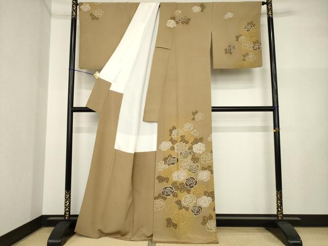 平和屋着物●訪問着　作家物　刺繍　薔薇　金糸　金彩　正絹　逸品　AABI5289ck_1