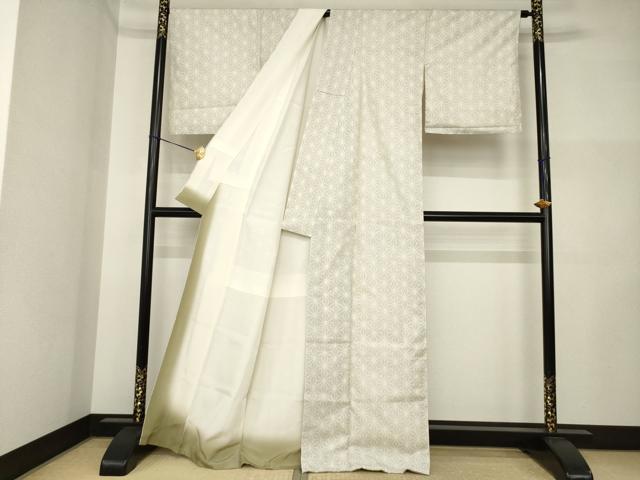 平和屋着物●本場大島紬　白大島　カタス7マルキ　麻の葉文様　正絹　逸品　AABI5301ck_2