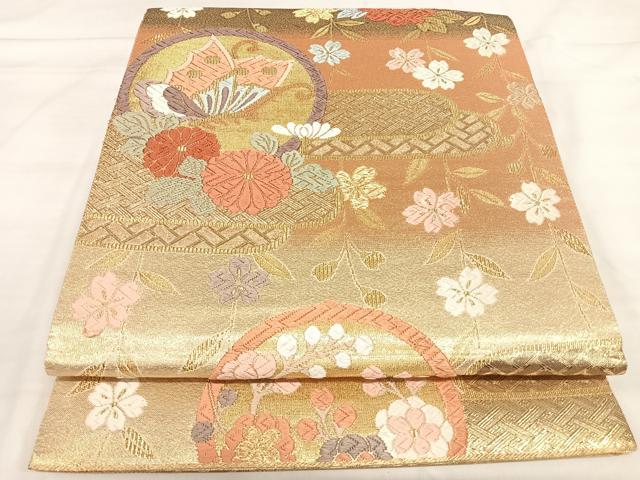 蝶 着物柄 平和屋着物 六通柄袋帯 唐織 花蝶丸文 金糸 正絹