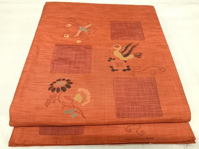 平和屋着物○博多織 鵬翔 全通柄袋帯 ふくれ織 道長草花文 正絹 逸品