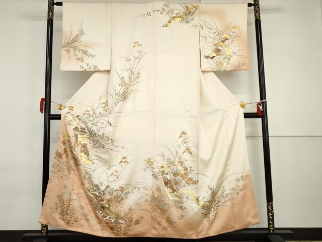 平和屋着物●訪問着　短冊草花文　暈し染め　金銀彩　正絹　逸品　AABI6123cs 29,575円