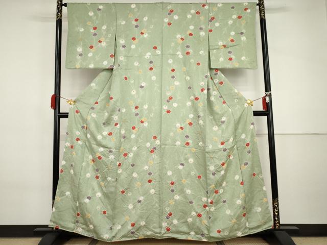 平和屋着物●上質な小紋　絞り　枝花文　金彩　正絹　逸品　未使用　AABI6129cs_1