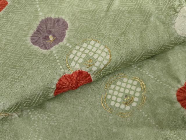 平和屋着物●上質な小紋　絞り　枝花文　金彩　正絹　逸品　未使用　AABI6129cs_4