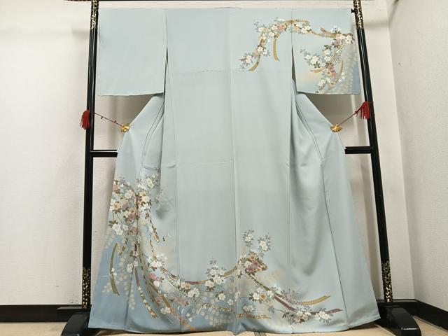 平和屋着物●訪問着　枝花文　暈し染め　金彩　正絹　逸品　未使用　AABI6266ph