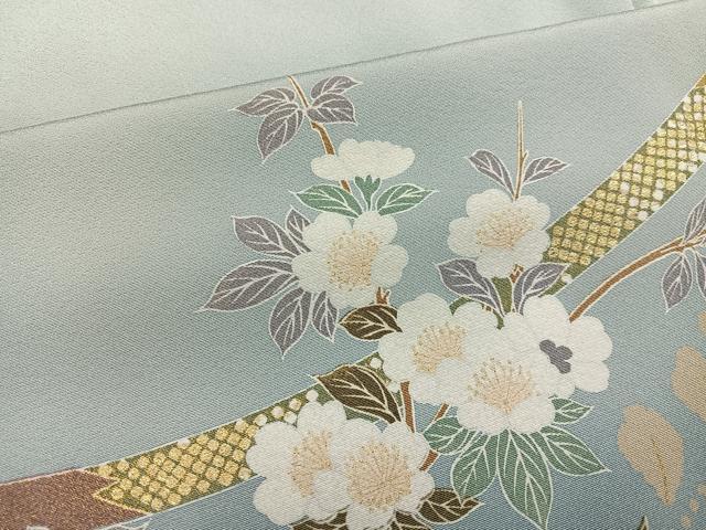 平和屋着物●訪問着　枝花文　暈し染め　金彩　正絹　逸品　未使用　AABI6266ph_5