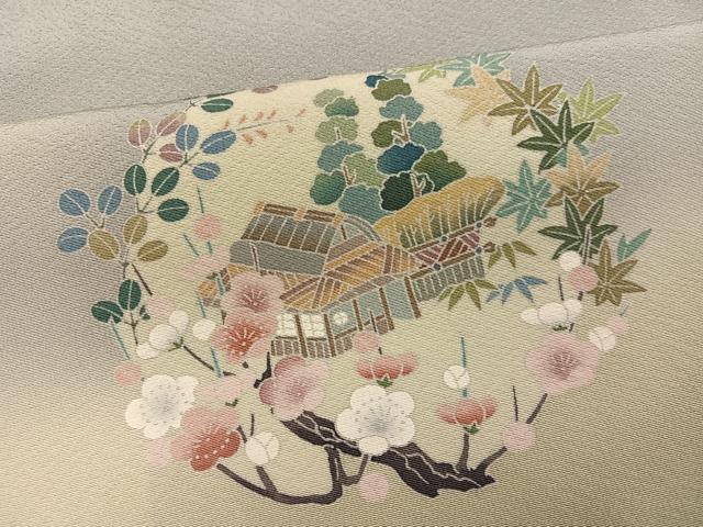 平和屋着物●十日町　加賀草木友禅の第一人者　田村哲彦　訪問着　松竹梅風景文　暈し染め　正絹　逸品　AABI6280ph_5