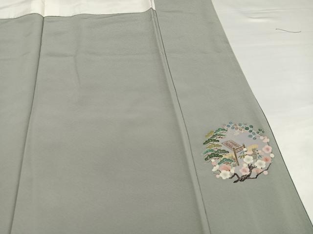 平和屋着物●十日町　加賀草木友禅の第一人者　田村哲彦　訪問着　松竹梅風景文　暈し染め　正絹　逸品　AABI6280ph_8