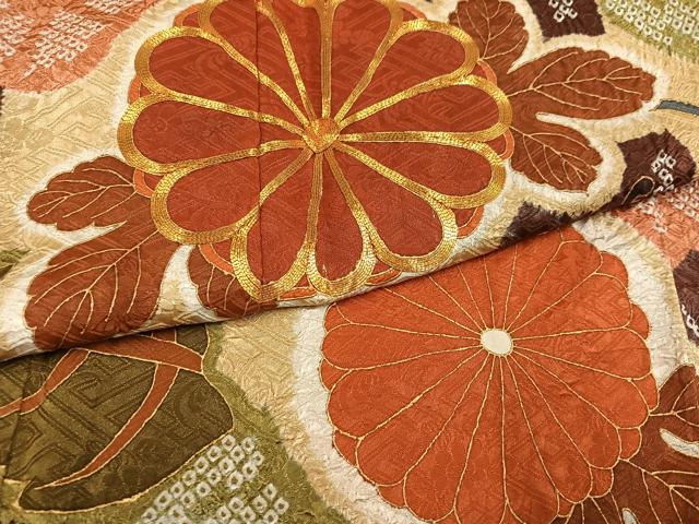 平和屋着物●豪華振袖　駒刺繍　絞り　草花文　金彩　正絹　逸品　AABI6290ph_5