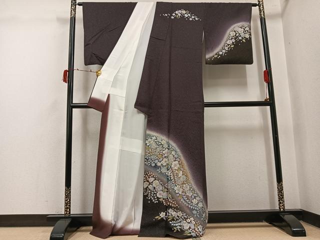 平和屋着物●訪問着　辻が花　暈し染め　金彩　銀通し地　正絹　逸品　AABI6294ph_1