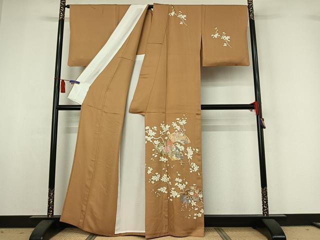 平和屋着物▽訪問着　単衣　地紙花文　金彩　正絹　逸品　AABI6969jh_1