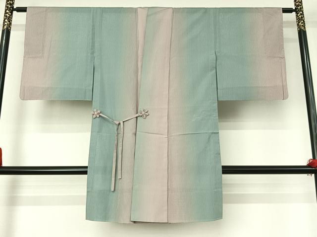 平和屋着物▽道中着　スリーシーズン　春夏秋　塵除け　縞　暈し染め　正絹　逸品　AABI6982jh 30,420円