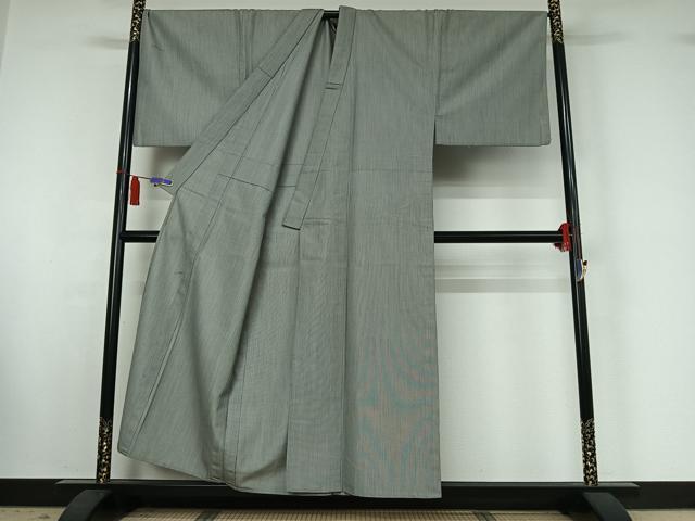 平和屋着物▽男性　紬　単衣　アンサンブル　縞　キングサイズ　正絹　逸品　AABI6989jh_1