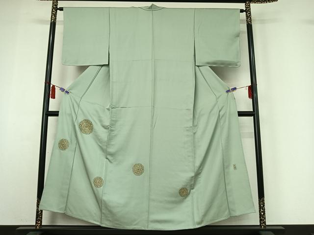 平和屋着物▽色留訪問着　単衣　蘇州刺繍　正倉院花文　金糸　正絹　逸品　AABI7062jh