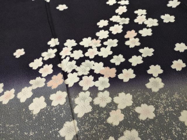 平和屋着物●訪問着　夜桜　暈し染め　銀彩　鬼しぼ縮緬　正絹　逸品　AABI7591ck_3