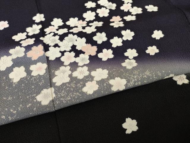 平和屋着物●訪問着　夜桜　暈し染め　銀彩　鬼しぼ縮緬　正絹　逸品　AABI7591ck_4