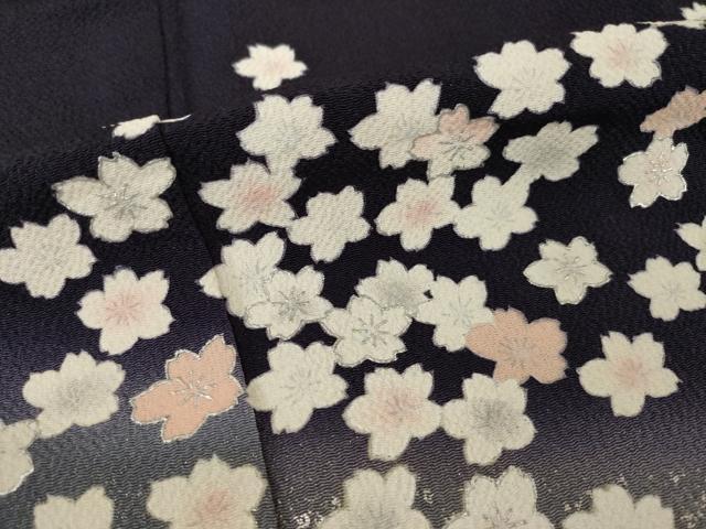 平和屋着物●訪問着　夜桜　暈し染め　銀彩　鬼しぼ縮緬　正絹　逸品　AABI7591ck_5