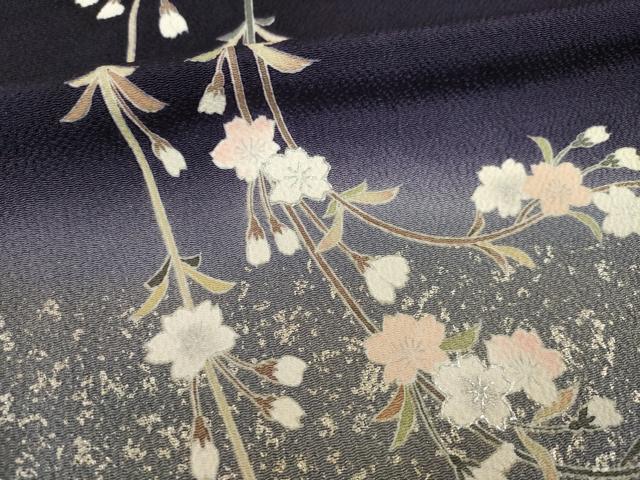 平和屋着物●訪問着　夜桜　暈し染め　銀彩　鬼しぼ縮緬　正絹　逸品　AABI7591ck_6