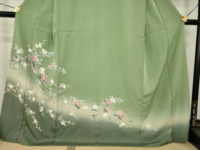 平和屋着物●訪問着　友禅　枝花文　暈し染め　正絹　逸品　AABI8185ck_2