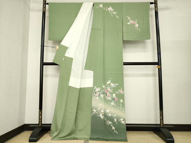 平和屋着物●訪問着　友禅　枝花文　暈し染め　正絹　逸品　AABI8185ck_1