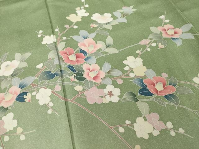 平和屋着物●訪問着　友禅　枝花文　暈し染め　正絹　逸品　AABI8185ck_3