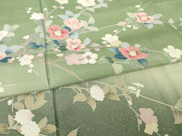 平和屋着物●訪問着　友禅　枝花文　暈し染め　正絹　逸品　AABI8185ck_4