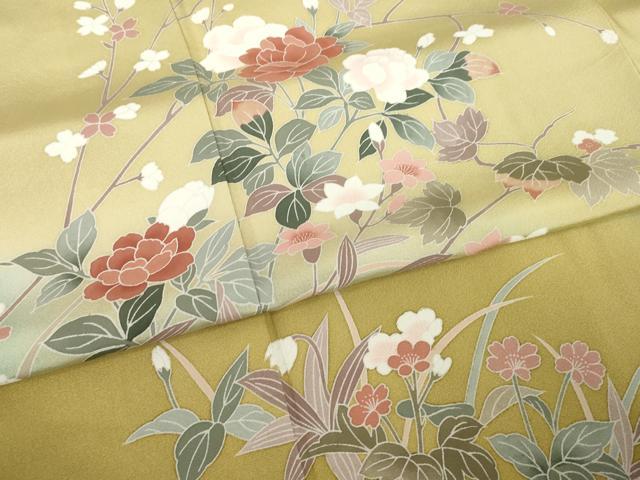 平和屋着物●訪問着　友禅　枝花文　暈し染め　正絹　逸品　未使用　AABI8195ck_4