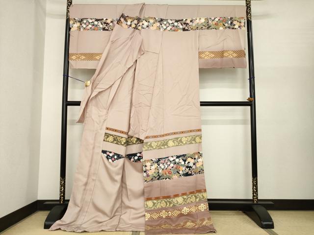 平和屋着物●史上初の女性友禅師 京都府伝統産業優秀技術者 京の名工 岡山武子 訪問着 花筏文 仮絵羽 正絹 逸品 未使用 AABI8220ck_1