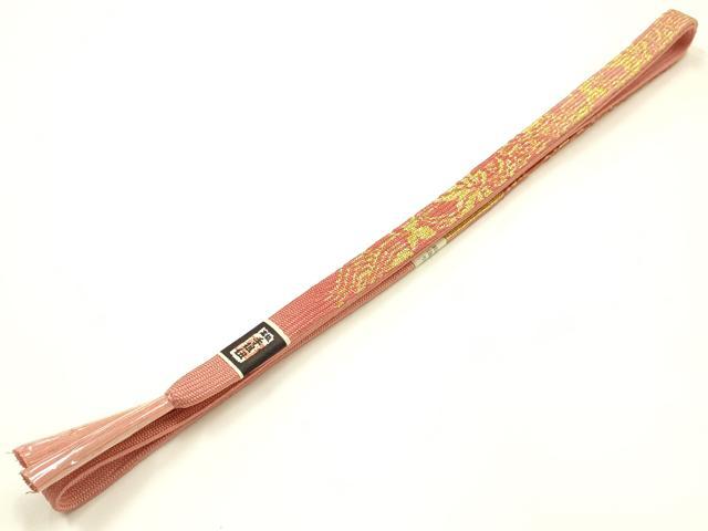 平和屋本店●和装小物　帯締め・帯揚げセット　高麗組 綾出し　草花文　金糸　金彩　暈し染め　正絹　逸品　未使用　AABI8696ay_1