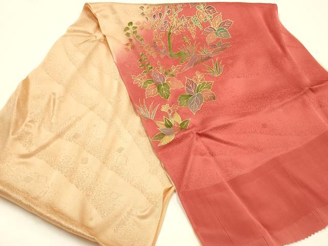 平和屋本店●和装小物　帯締め・帯揚げセット　高麗組 綾出し　草花文　金糸　金彩　暈し染め　正絹　逸品　未使用　AABI8696ay_4