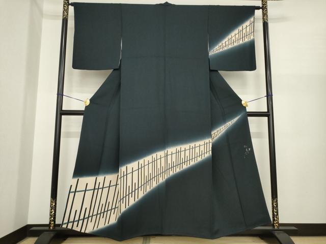 平和屋着物●書家　上村陽道　訪問着　抽象文様　暈し染め　丹後ちりめん　正絹　逸品　AABI8817ck