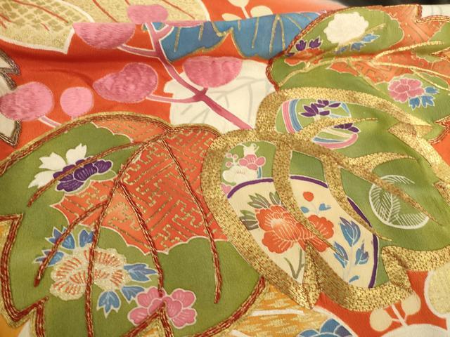 平和屋本店●アンティーク　大正ロマン　振袖　駒刺繍　桐　暈し染め　金彩　正絹　逸品　AABI8856ck_5