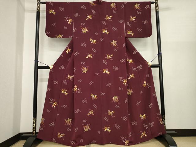 平和屋着物●銀座　志ま亀　小紋　七宝花文　正絹　逸品　AABI8865ck_1
