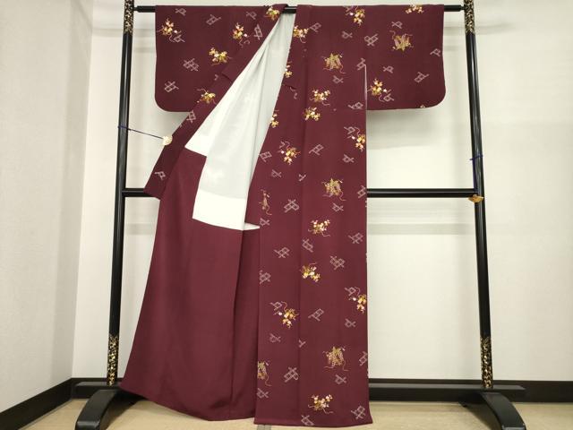 平和屋着物●銀座　志ま亀　小紋　七宝花文　正絹　逸品　AABI8865ck_2