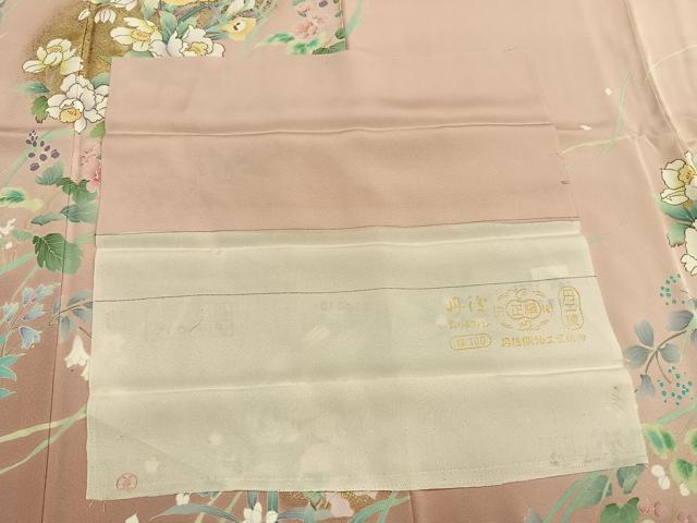 平和屋着物●訪問着　草花文　暈し染め　金彩　丹後ちりめん　反端付き　正絹　逸品　AABI9018fy_6