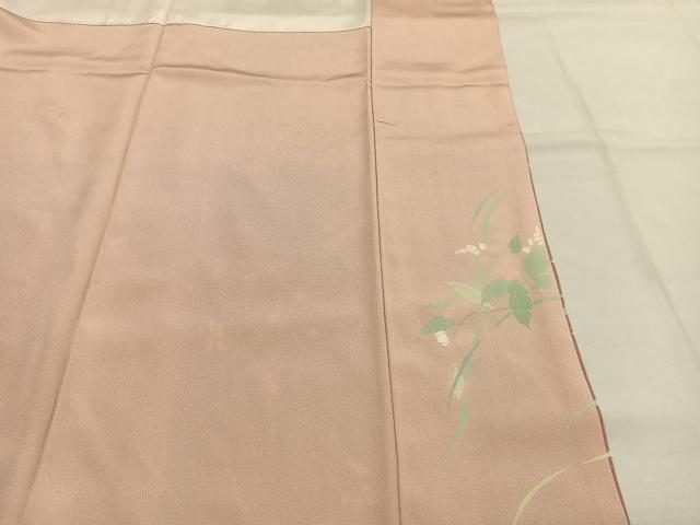 平和屋着物●訪問着　草花文　暈し染め　金彩　丹後ちりめん　反端付き　正絹　逸品　AABI9018fy_7
