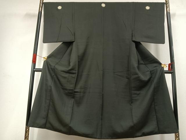 平和屋着物●男性　黒紋付　正絹　逸品　AABI9033fy