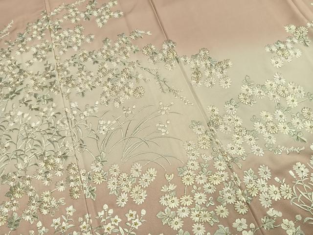 平和屋着物●訪問着　総手刺繍　草花文　金糸　正絹　逸品　AABI9045fy_3
