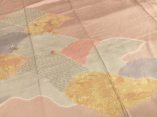 平和屋着物●訪問着　刺繍　草花文　金糸　金彩　正絹　逸品　未使用　AABI9120fy_3