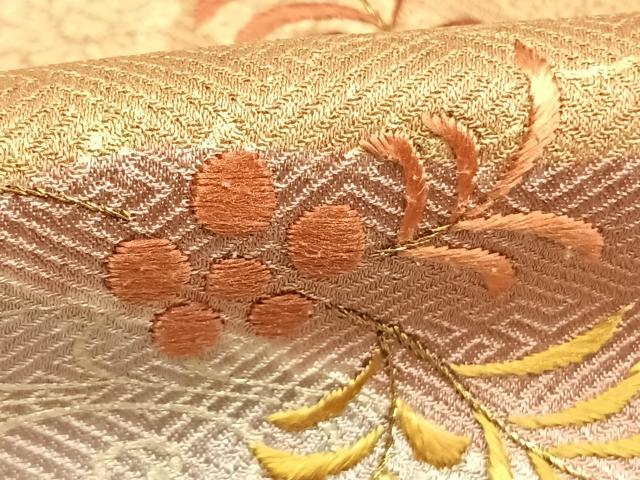 平和屋着物●訪問着　刺繍　草花文　金糸　金彩　正絹　逸品　未使用　AABI9120fy_5