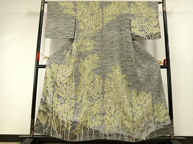 平和屋着物●訪問着　作家物　手描き　枝花文　正絹　逸品　AABI9143fy