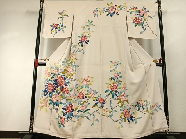 平和屋着物●訪問着　友禅　作家物　枝花文　正絹　逸品　未使用　AABI9150fy