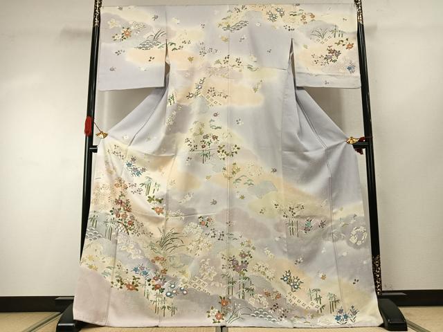 平和屋着物●訪問着　駒刺繍　草花文　暈し染め　金彩　ロング丈　正絹　逸品　AABI9415fy 42,120円