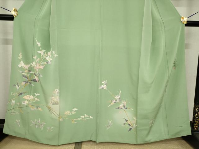 平和屋着物●京加賀友禅　百貫石峰 　訪問着　草花文　正絹　逸品　AABI9655ck_2