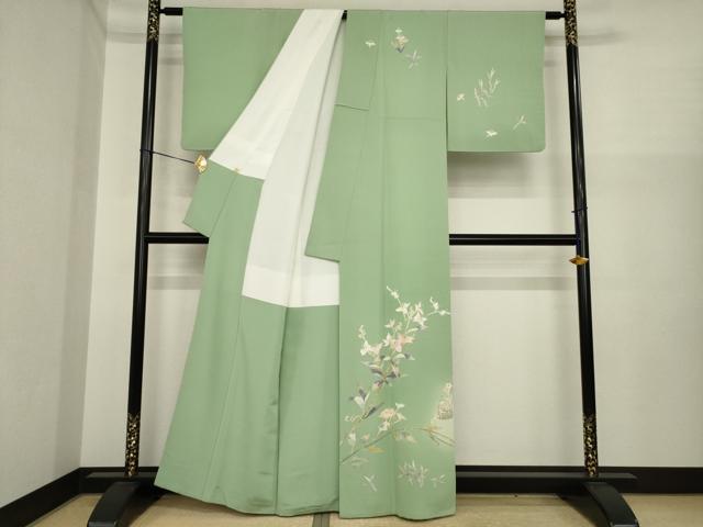 平和屋着物●京加賀友禅　百貫石峰 　訪問着　草花文　正絹　逸品　AABI9655ck_1