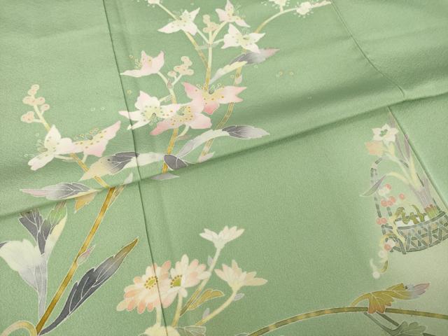 平和屋着物●京加賀友禅　百貫石峰 　訪問着　草花文　正絹　逸品　AABI9655ck_4