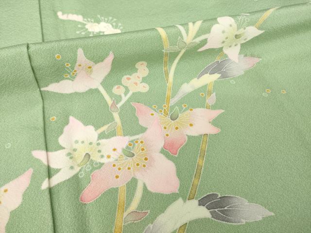 平和屋着物●京加賀友禅　百貫石峰 　訪問着　草花文　正絹　逸品　AABI9655ck_5
