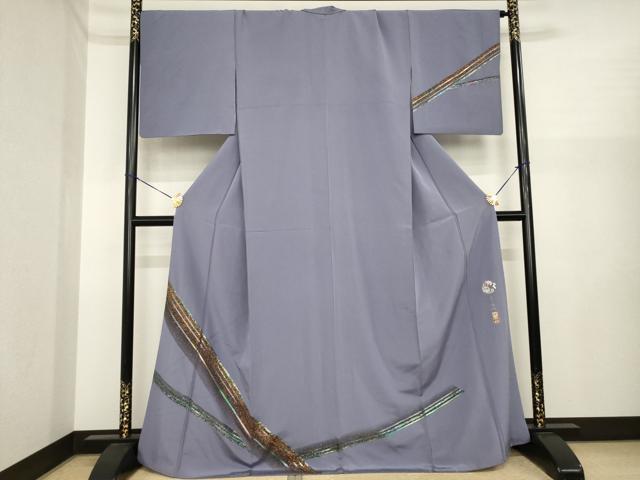 平和屋着物●螺鈿作家　藤本隆士　訪問着　螺鈿　暈し染め　金彩　正絹　逸品　AABI9705ck