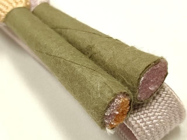平和屋本店●和装小物　帯締め・帯揚げセット　高麗組 綾出し　草花文　蛍暈し　金糸　金彩　逸品　未使用　AABJ1116ay_3